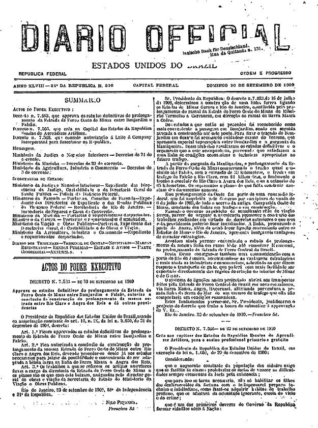 Decreto Rede Federal 1909
