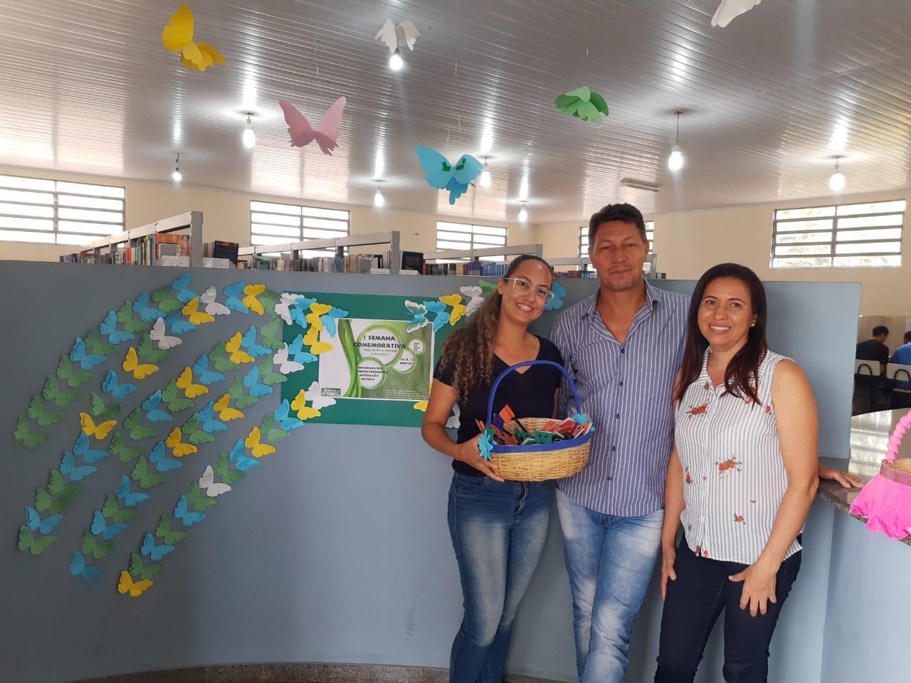 Equipe da Biblioteca do Campus Arinos (esq. para dir.): Marcela Nascimento, João Batista e Rosana Macedo