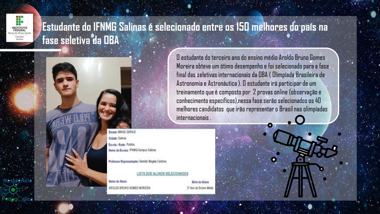Estudante do IFNMG Salinas OBA